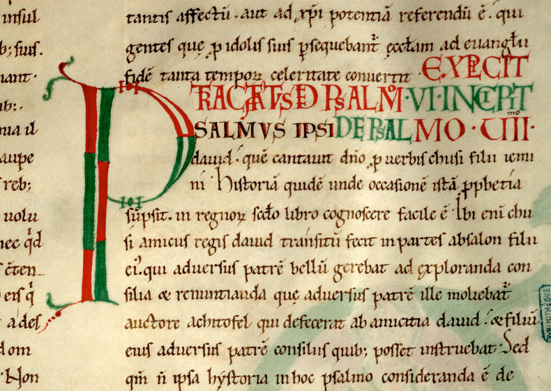 Enarrationes in Psalmos - Initiale de couleur ornée