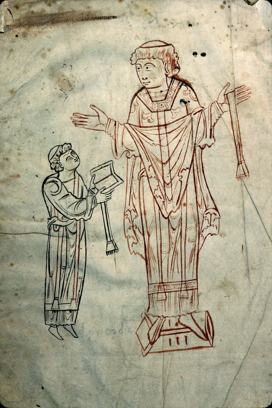 Pontifical à l'usage de l'abbaye de Saint-Germans in Cornwall - Evêque et acolyte_1