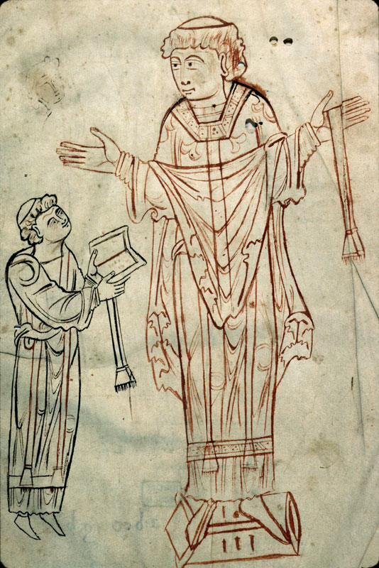 Pontifical à l'usage de l'abbaye de Saint-Germans in Cornwall - Evêque et acolyte