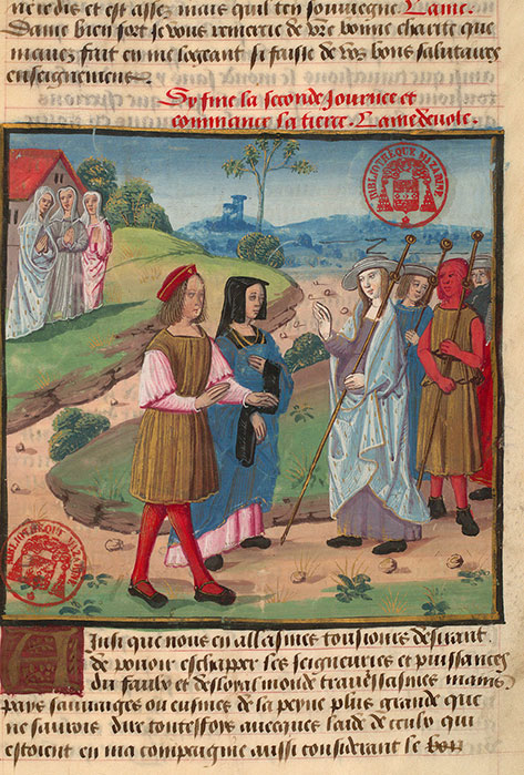 Voyage spirituel - Barat et Plaisir mondain allant au devant d'Ame dévote