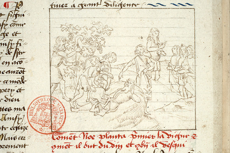 Fleur des histoires - Noé et ses fils/Noé taillant la vigne/Sem et Japhet couvrant la nudité de Noé