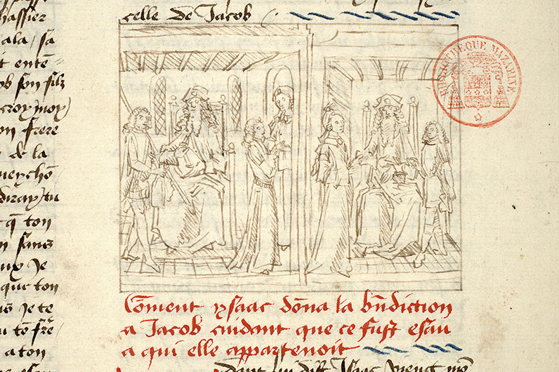 Fleur des histoires - Isaac s'adressant à Esaü après l'usurpation de Jacob/Jacob demandant congé à Isaac/Rébecca conseillant à Jacob de fuir la vengeance d'Esaü