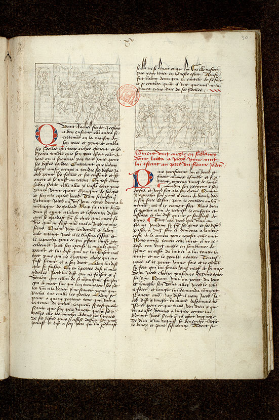 Fleur des histoires - Laban réclamant à Jacob ses idoles que cache Rachel/Rachel dérobant les idoles de Laban_1