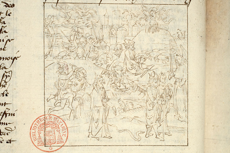 Fleur des histoires - Bataille entre Moïse et les Ethiopiens devant Saba/Buisson ardent (Le)/Miracle du bâton changé en serpent/Moïse et Tarbis/Moïse tuant un Egyptien/Moïse, Çippora et leur fils incirconcis arrêtés par un ange