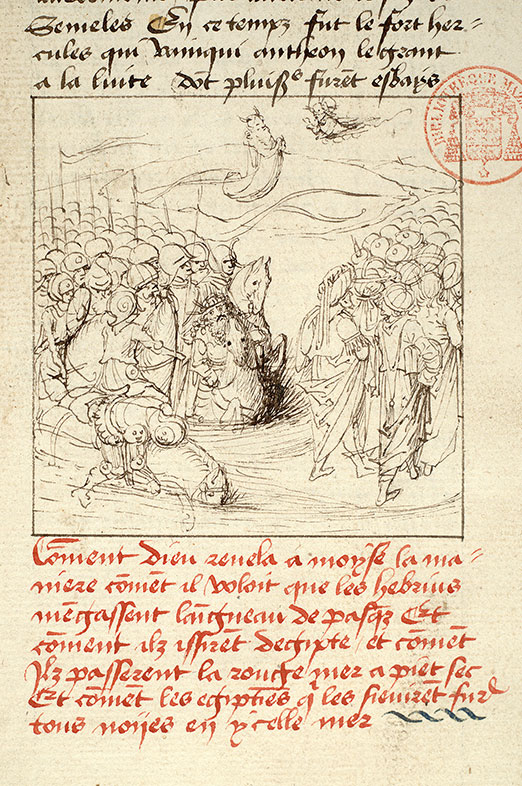 Fleur des histoires - Dieu parlant à Moïse/Passage de la mer Rouge/Pharaon et son armée engloutis par les flots