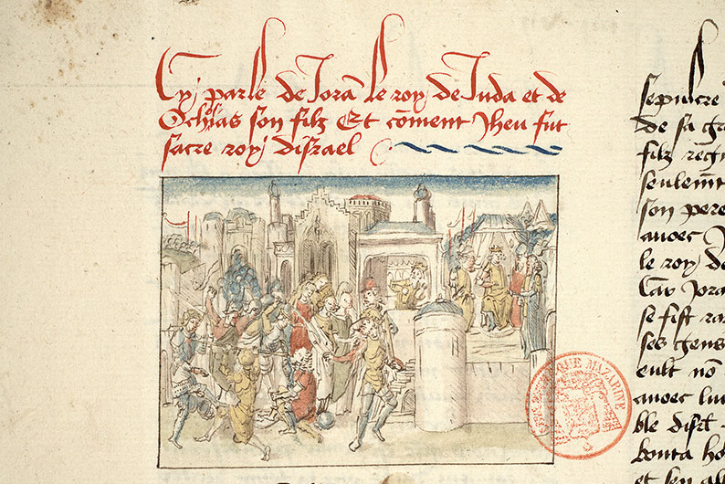 Fleur des histoires - Bataille (à préciser)/Enlèvement des femmes de Joram, roi de Juda/Jéhu sacré roi d'Israël/Mort de Joram, roi de Juda