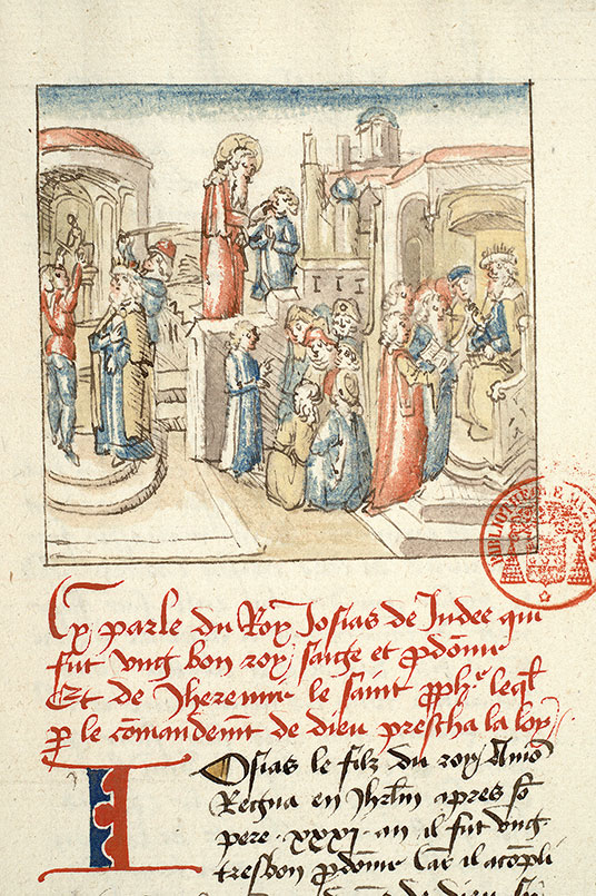 Fleur des histoires - Dieu touchant la bouche de Jérémie/Jérémie enseignant/Josias détruisant les idoles/Shaphân lisant le livre de la Loi à Josias