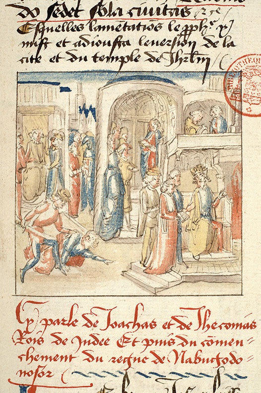Fleur des histoires - Baruch lisant son livre au peuple/Jérémie et Baruch écrivant/Joiaqim brûlant le livre de Baruch/Joiaqim faisant assassiner Uriyyahu