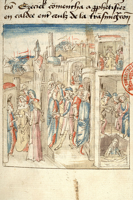 Fleur des histoires - Arrestation de Jérémie/Jérémie dans la citerne/Jérémie en prison/Jérémie injurié par les faux prophètes/Princes demandant à Sédécias la mort de Jérémie/Sédécias consultant Jérémie/Siège de Jérusalem par l'armée de Nabuchodonosor