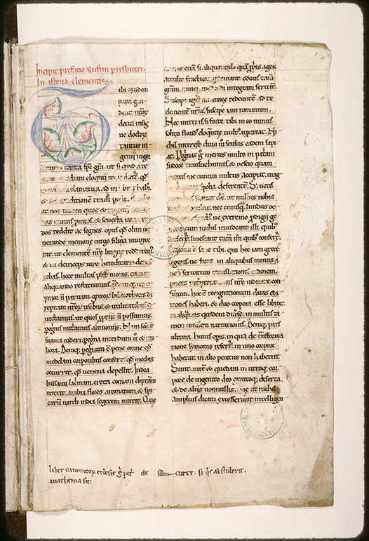 Clementis papae I Recognitiones - Initiale de couleur ornée_1