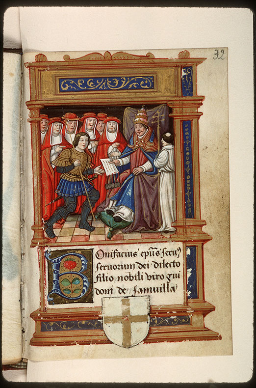 Cartulaire des frères de la Charité Notre-Dame, à Boucheraumont - Boniface VIII remettant une bulle_1