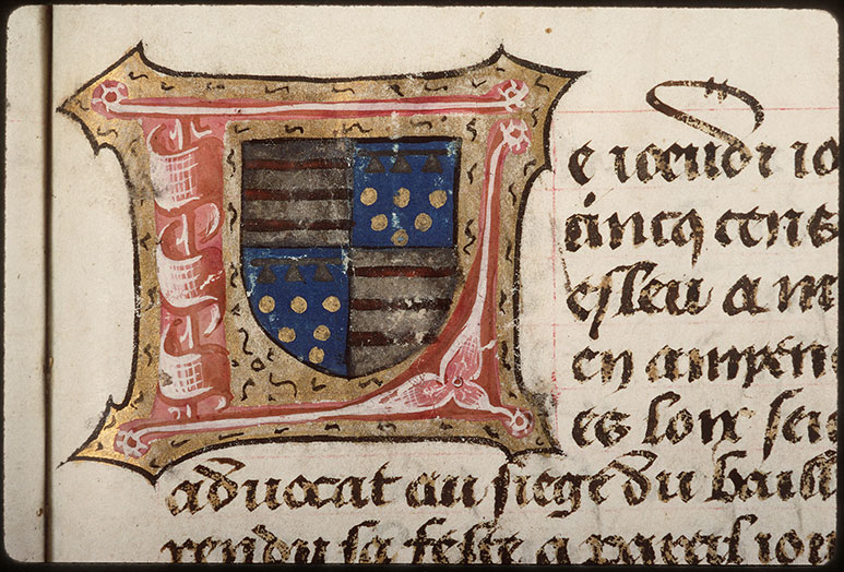 Registre des maîtres de la confrérie Notre-Dame du Puy d'Amiens - Armes d'Hugues de la Rue