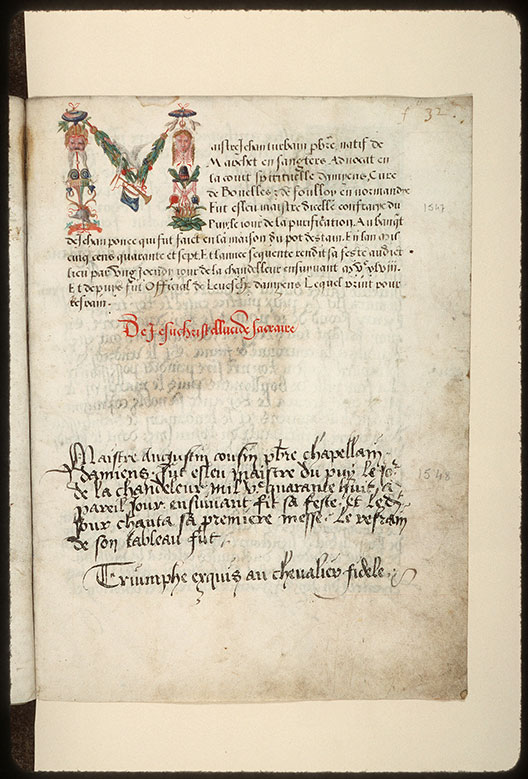 Registre des maîtres de la confrérie Notre-Dame du Puy d'Amiens - Initiale ornée_1