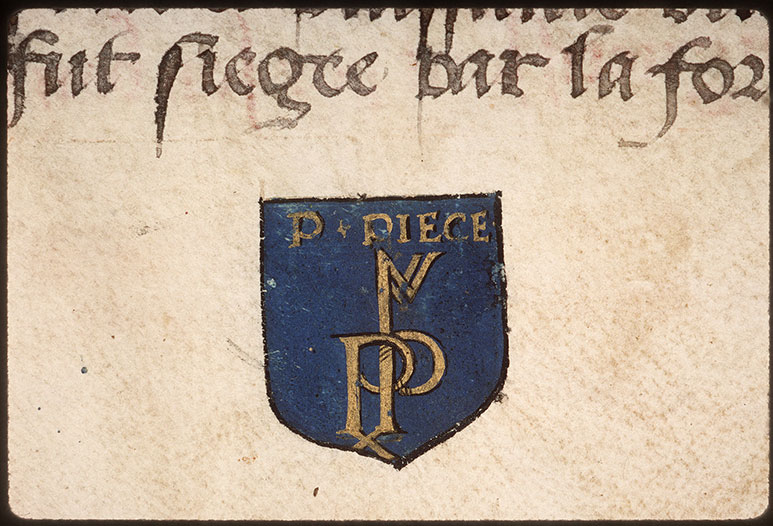 Registre des maîtres de la confrérie Notre-Dame du Puy d'Amiens - Chiffre de Pierre Pièce