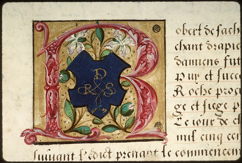 Registre des maîtres de la confrérie Notre-Dame du Puy d'Amiens - Chiffre de Robert de Sachy