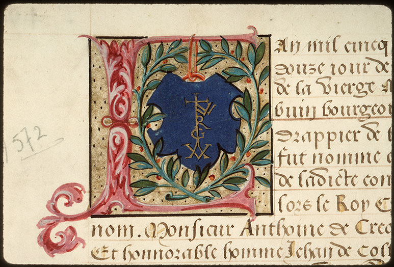 Registre des maîtres de la confrérie Notre-Dame du Puy d'Amiens - Chiffre de Raoul Guebuin