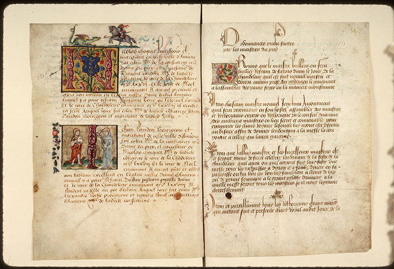 Registre des maîtres de la confrérie Notre-Dame du Puy d'Amiens - Saint Jean-Baptiste et saint François_1
