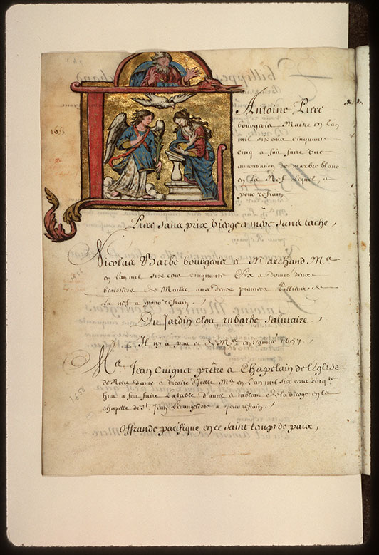Registre des maîtres de la confrérie Notre-Dame du Puy d'Amiens - Annonciation_1