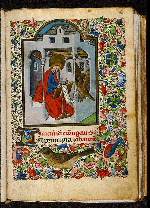 Heures à l'usage de Rome - Saint Jean écrivant et son symbole_1