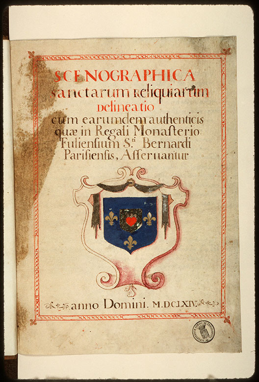 Inventaire des reliques du couvent des Feuillants de Paris - Armes du monastère royal des Feuillants à Paris_1