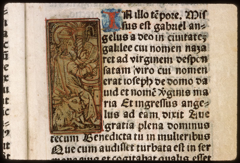 Heures - Saint Luc écrivant et son symbole
