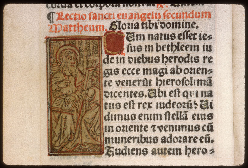 Heures - Saint Matthieu écrivant et son symbole