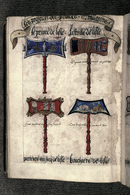 Recueil des antiquités de Valenciennes - Pancarte-rébus du prince des Bouchers de Lille
