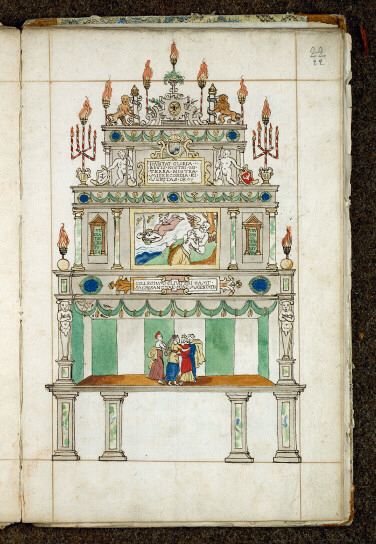 Triomphe d'Anvers lors du chapitre de la Toison d'or de 1556 - Echafaud de la confrérie de la Branche d'Olivier