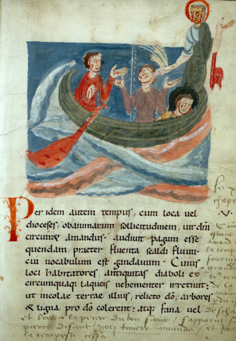 Vita et miracula s. Amandi - Apparition de saint Pierre à saint Amand pendant une tempête