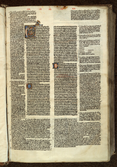 Bible glosée (partie de) - Initiales ornée et champies