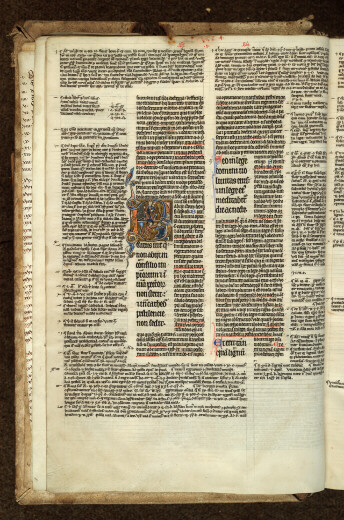 Bible glosée (partie de) - David accordant sa harpe;David décapitant Goliath_1