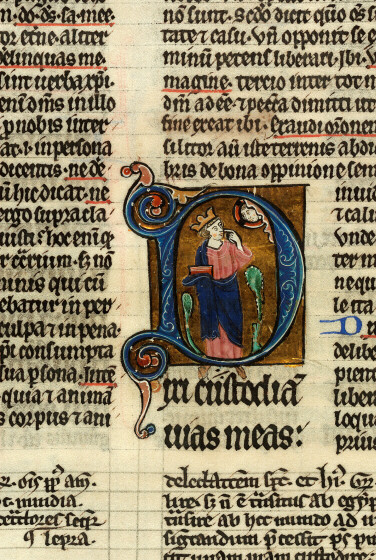 Bible glosée (partie de) - David désignant sa langue