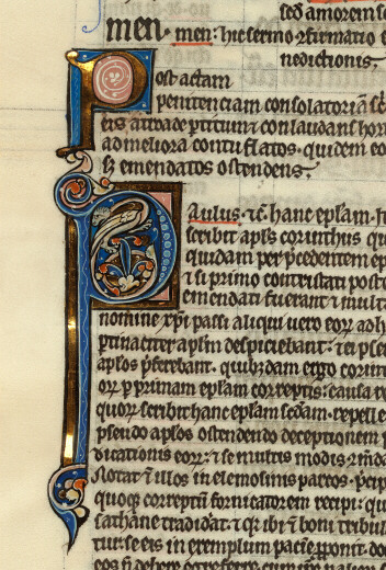 Bible glosée (partie de) - Initiales ornée et champie