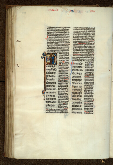 Bible glosée (partie de) - Saint Paul envoyant une lettre de prison_1