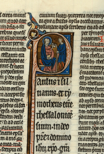 Bible glosée (partie de) - Saint Paul envoyant une lettre