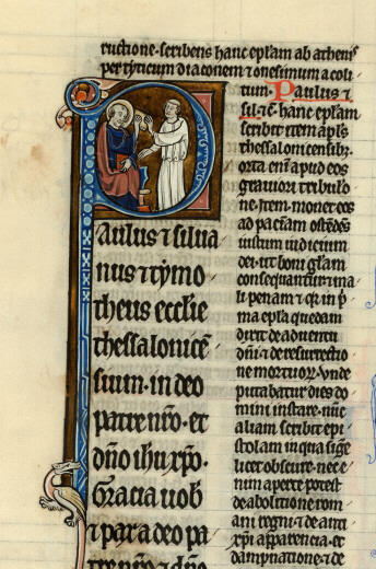 Bible glosée (partie de) - Saint Paul remettant une lettre à Tychique