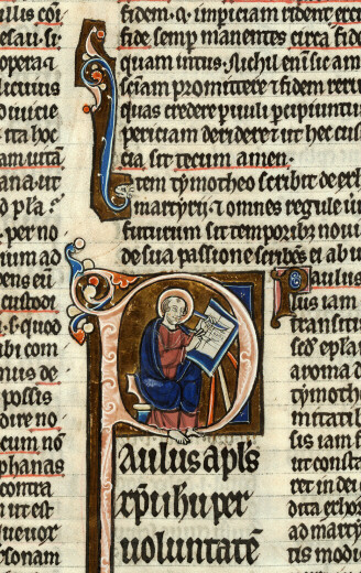 Bible glosée (partie de) - Saint Paul écrivant