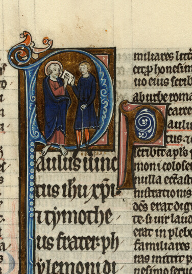 Bible glosée (partie de) - Saint Paul envoyant une lettre
