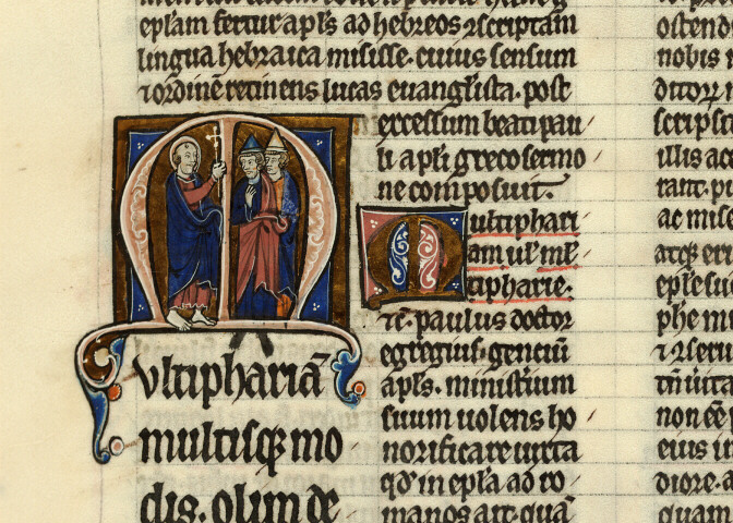 Bible glosée (partie de) - Saint Paul présentant la croix à des Juifs