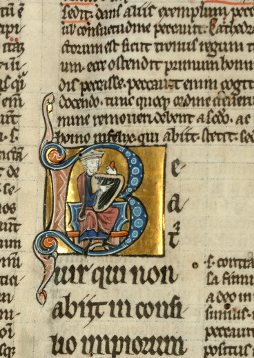 Bible glosée (partie de) - David accordant sa harpe