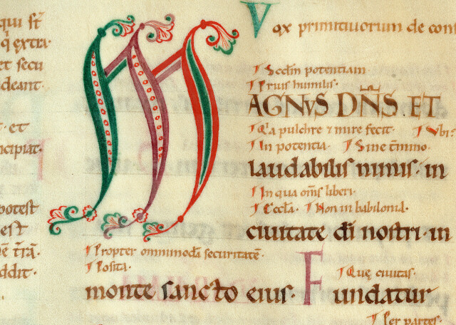 Bible glosée (partie de) - Initiale de couleur ornée
