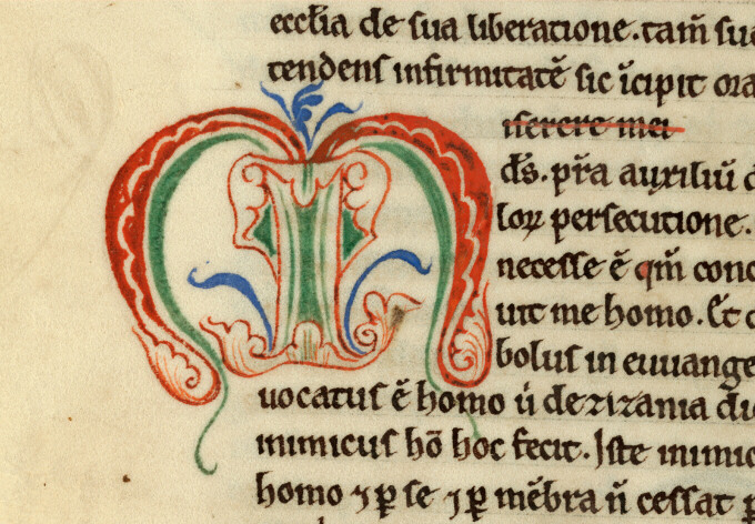 Flores Psalmorum - Initiale de couleur ornée