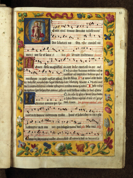 Antiphonaire à l'usage de l'abbaye Sainte-Rictrude de Marchiennes - Page décorée