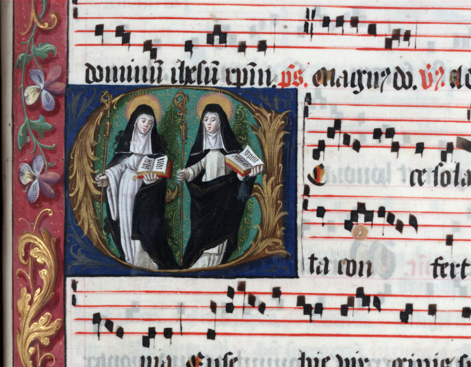 Antiphonaire à l'usage de l'abbaye Sainte-Rictrude de Marchiennes - Sainte Gertrude de Nivelles et sainte Eusébie de Marchiennes