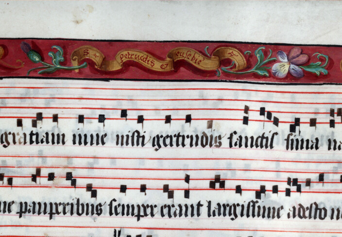 Antiphonaire à l'usage de l'abbaye Sainte-Rictrude de Marchiennes - Sainte Gertrude de Nivelles et sainte Eusébie de Marchiennes_1