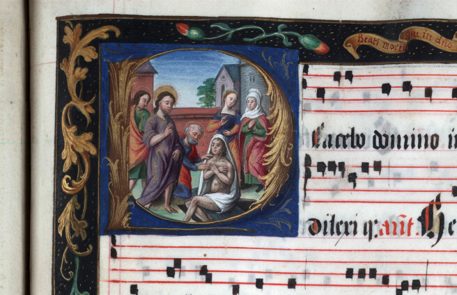 Antiphonaire à l'usage de l'abbaye Sainte-Rictrude de Marchiennes - Résurrection de Lazare_0
