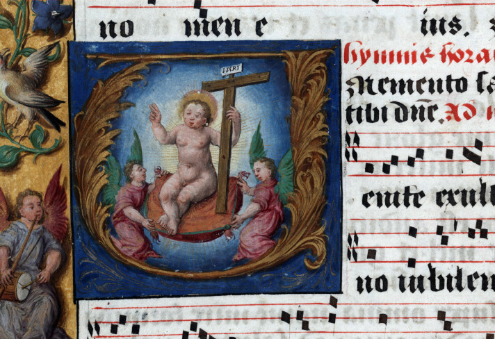 Antiphonaire à l'usage de l'abbaye Sainte-Rictrude de Marchiennes - Enfant Jésus tenant sa croix
