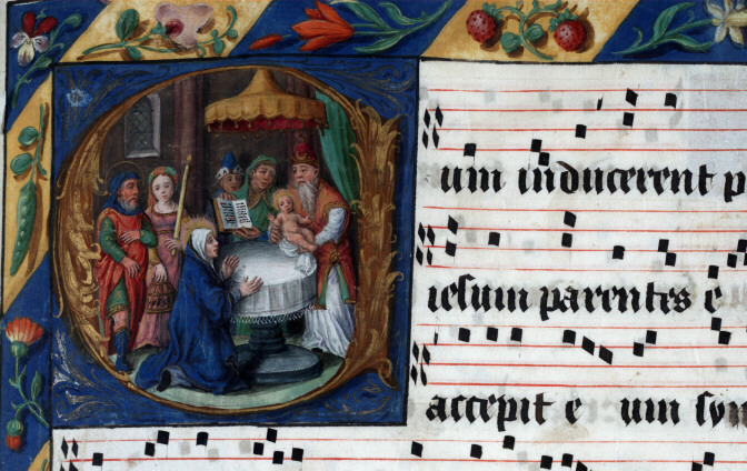 Antiphonaire à l'usage de l'abbaye Sainte-Rictrude de Marchiennes - Présentation au Temple