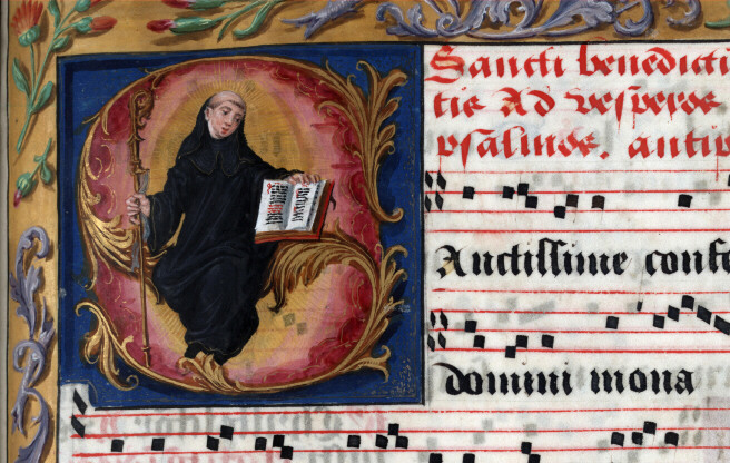 Antiphonaire à l'usage de l'abbaye Sainte-Rictrude de Marchiennes - Saint Benoît