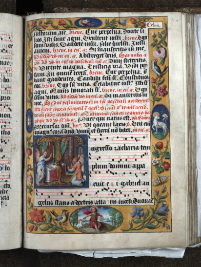 Antiphonaire à l'usage de l'abbaye Sainte-Rictrude de Marchiennes - Saint Jean-Baptiste au désert et symboles_1